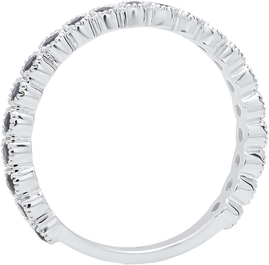 Dazzlingrock Collection 14K Round Gemstone Eternity Stackable Anniversary Wedding Band, White Gold - Image 2