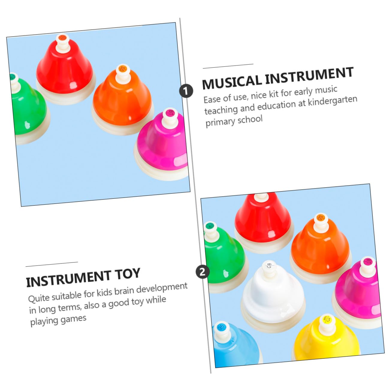 Juguete Educativo Campana de Mano de Acero Inoxidable para Niños, Set Ligero de 8 Tonos Diatónicos Adecuado para Educación Primaria y Desarrollo Musical