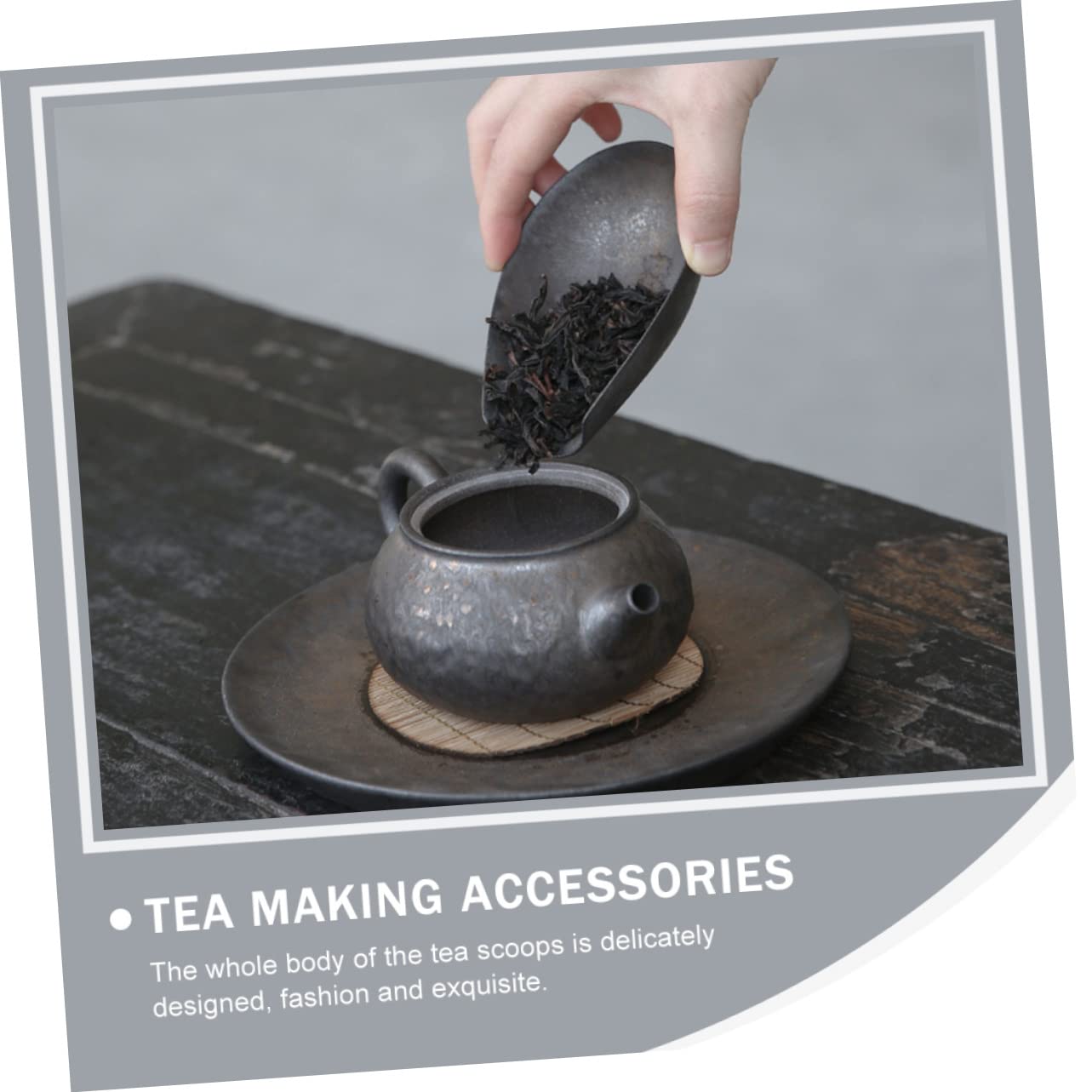 OUNONA 1pc Ceramic Tea Spoon Scoop for Loose Tea Porcelain Hammered Scoop Lipped Design Fine Mesh Making Accessory