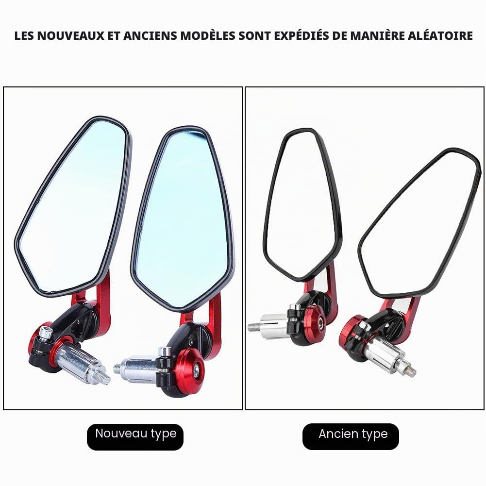 pour mirror motorcycle Rétroviseur Universel de Moto de 7/8 "22mm, Rétroviseur Extérieur en Aluminium(Rouge)