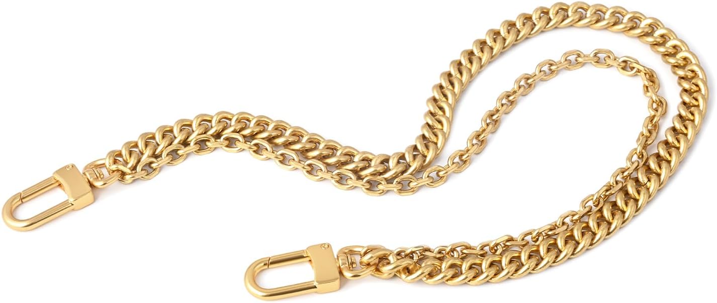 iRomda Purse Strap Chain Compatible with Rodeo Bag Charm Decoration Accessories Shoulder Bag Replacement Versatile Decorative 2-Layer Metal Chain Wallet Short Handle Handbag Chain Pochette Chain