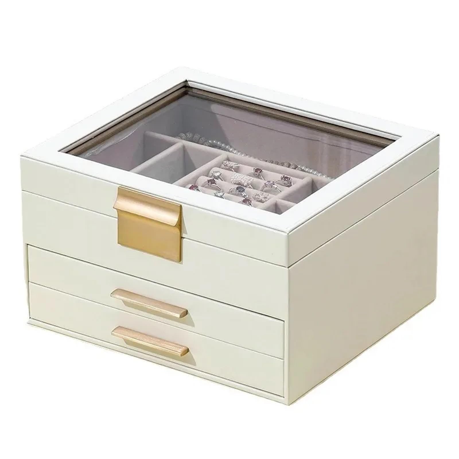 Organizzatore Di Gioielli Da Viaggio Grande capacità, tre strati di carta vellutata PU rettangolare Princess for orecchini, anelli, collane e bracciali Per Anelli E Collane