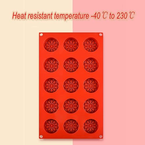 Miniatura 5 de Mousse - Moldes de silicona para tartas, paquete de 2, 15 cavidades, 1.57 x 1.57 x 0.59 pulgadas, molde redondo cuadrado de chocolate para tartas de