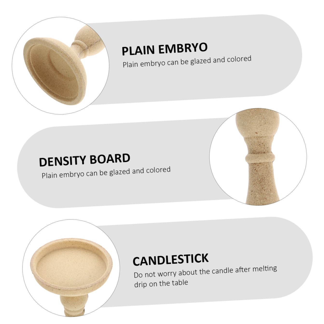 Candelabro Retro Nórdico de Madera Compacta, 2 Piezas