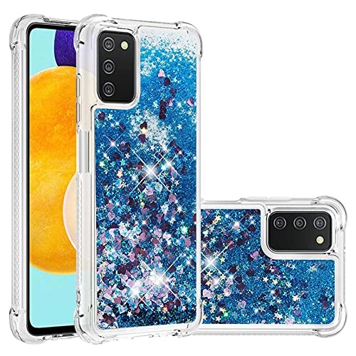 Floating Case Glitter Compatible with Samsung Galaxy A03S 166, Bling Flowing Liquid Sparkly Gel Case Clear Waterfall Soft Bumper Shell Shockproof Protective Phone Case Compatible with Samsung A03S 166