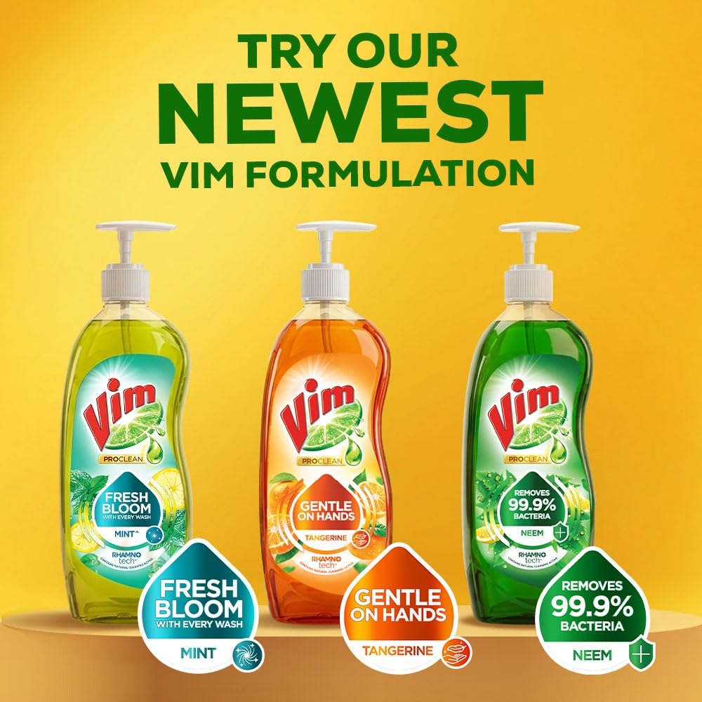 Vim Dishwash Liquid 3 L pouch | Removes 100+ Odours & Grease in 1 wash | With the power of 100 Lemons 4