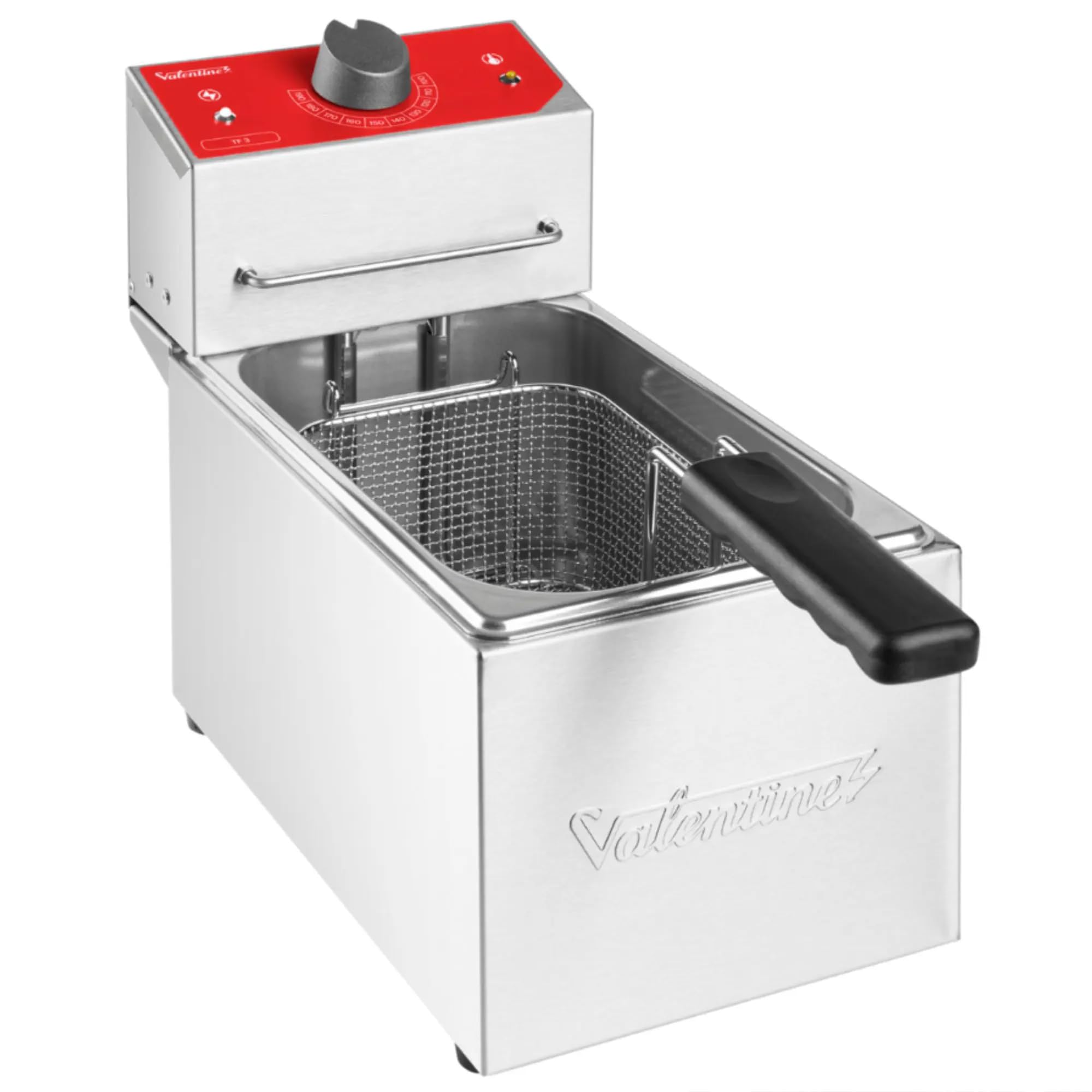 MBH - Friggitrice elettrica industriale Valentine da 3 litri con 1 cestello per la ristorazione. Friggitrice professionale in acciaio inox per bar, ristorante e cucina industriale