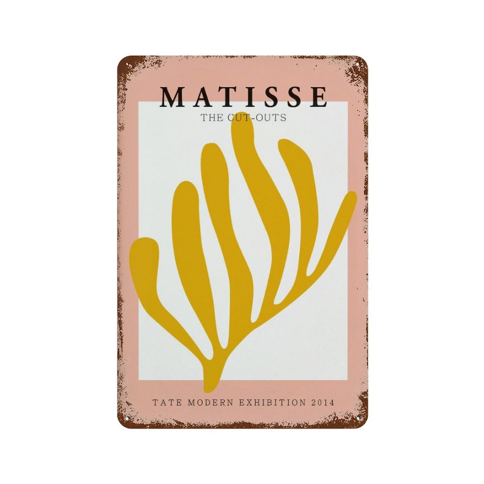 xiaoxiaoshen Matisse Cutouts Exhibition Pink Orange Abstract Wall Decor Art Metal Tin Poster Modern Home Decor Art Home Bar Shop Decorations Vintage Sign 30x20cm