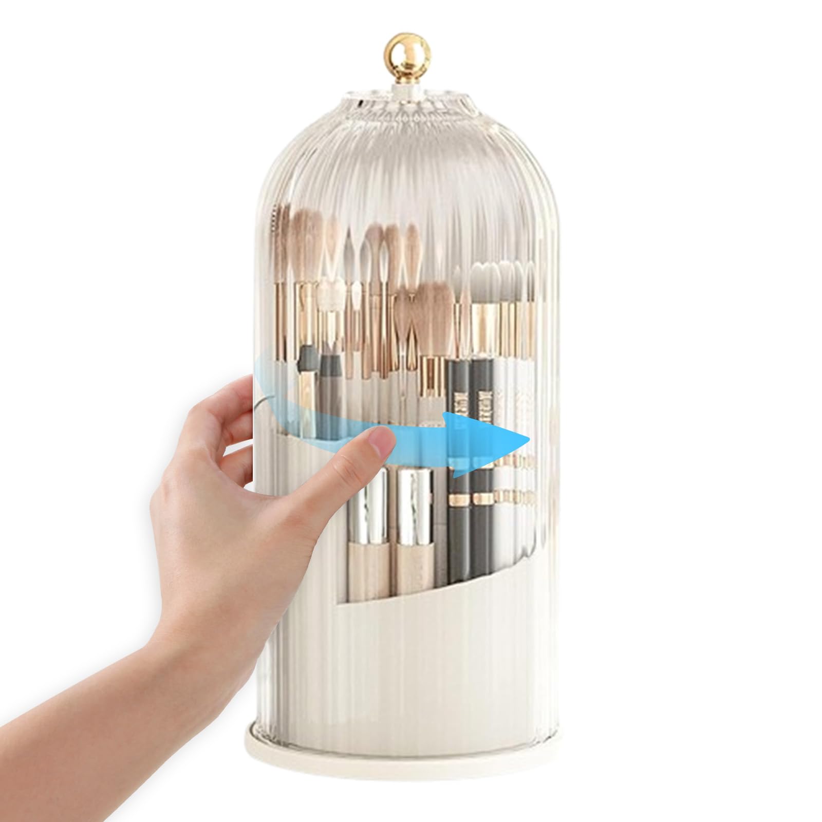 Organizador de Maquillaje Giratorio 360 Grados, Organizador de Cosméticos y Perfumes de Tocador en la Encimera del Baño, Organizador Giratorio Makeup Organizer con Múltiples Funciones (Blanco)