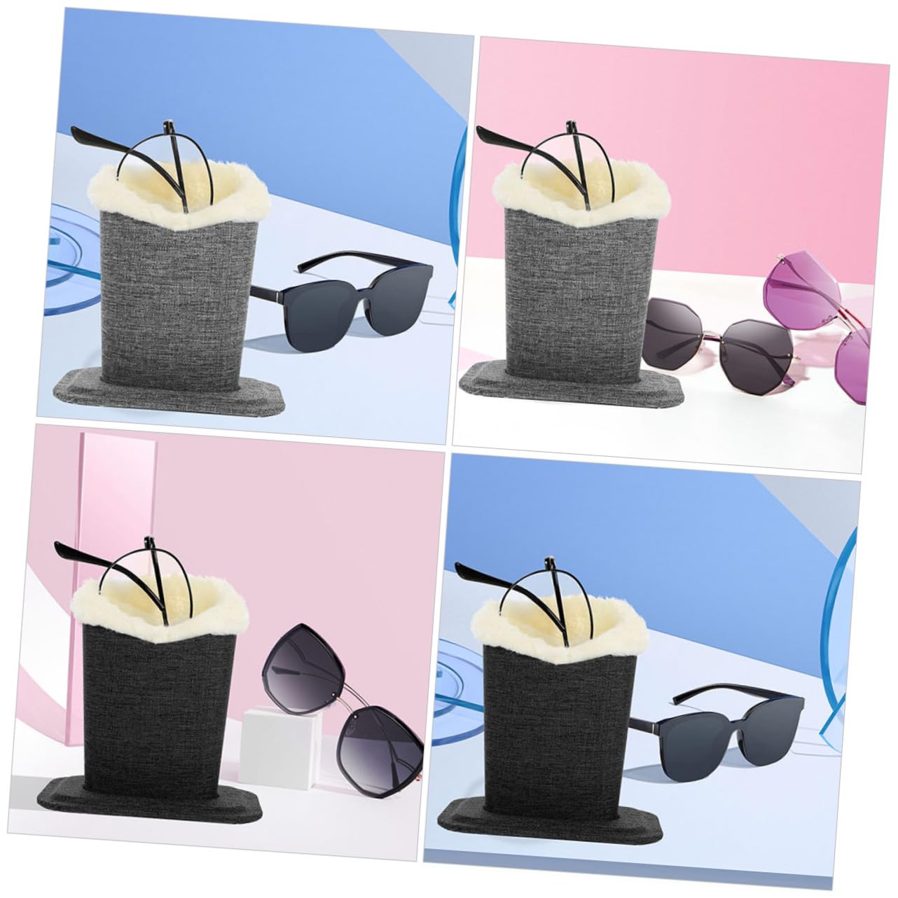 COLLBATH Multiple Sunglass Holder Glasses Holder for Nightstand Desk Plush Glasses Base