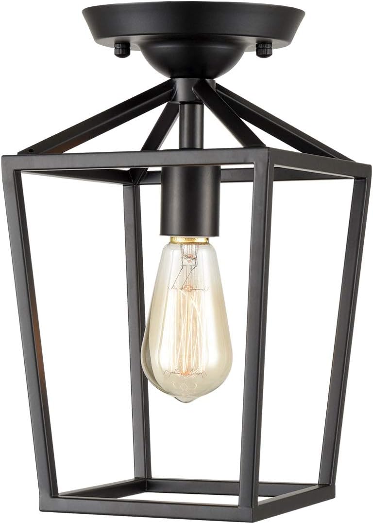 Authentic Crazy Deals Industrial Semi-Flush Mount Ceiling Light Black Retro Lantern Cage Light Fixture for Kitchen Porch Foyer Get Cheap Price Industrial Semi-Flush Mount Ceiling Light Black Retro Lantern Cage Light Fixture for Kitchen Porch Foyer