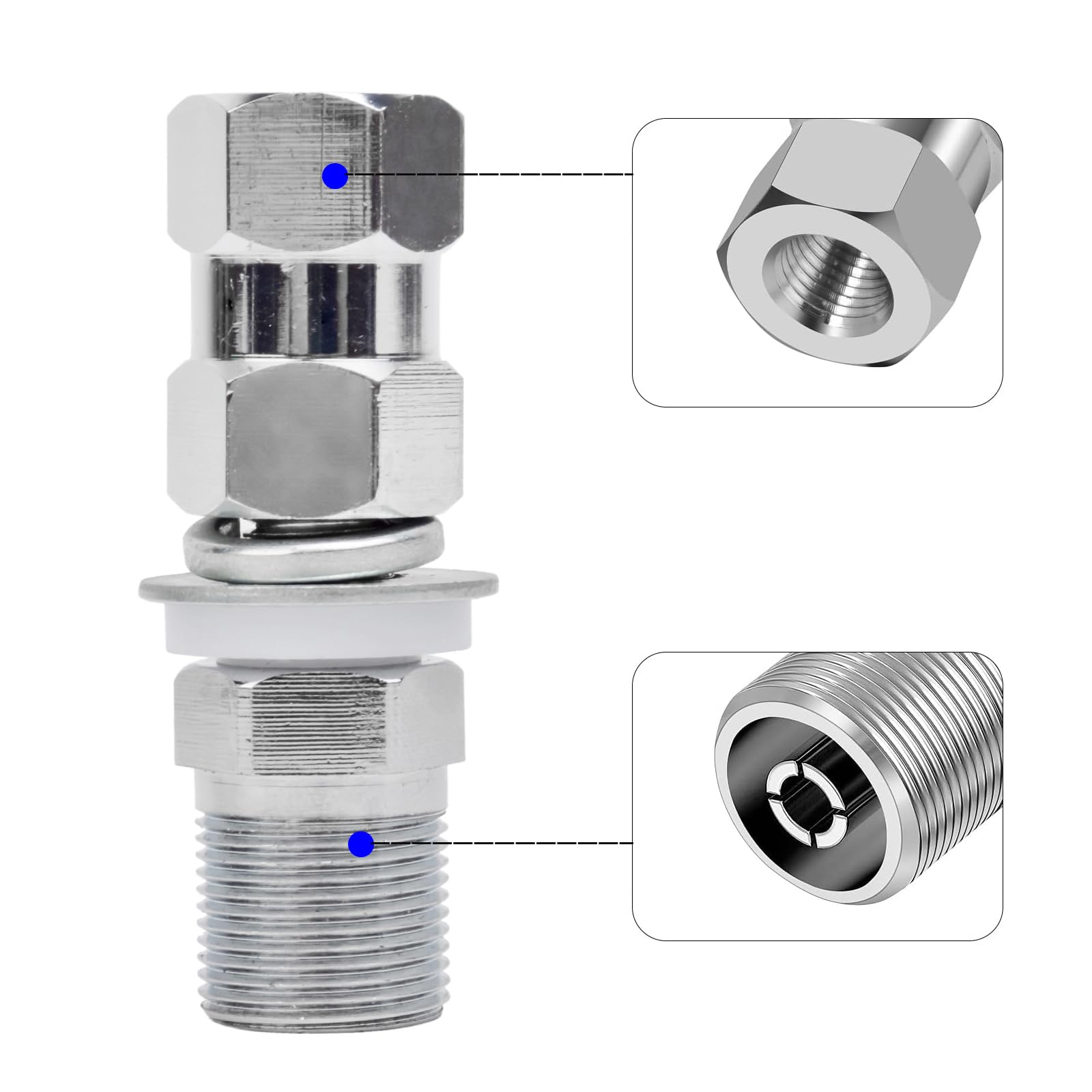 HYSHIKRA SO239 to 3/8 x 24 Antenna Adapter, Heavy Duty CB Antenna Stud Mount Adaptor with UHF-Female Connector for Mounting CB Antennas Ham Radio