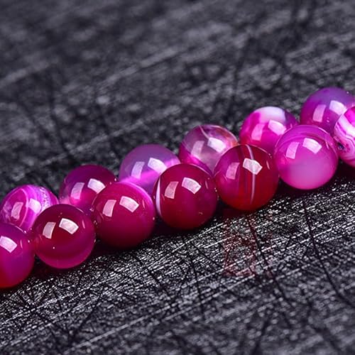 Miniatura 6 de 47 cuentas de cristal natural de 0.315 pulgadas (0.315 in) con rayas de ónix y ágatas, cuentas redondas sueltas para curación de pulseras, collares