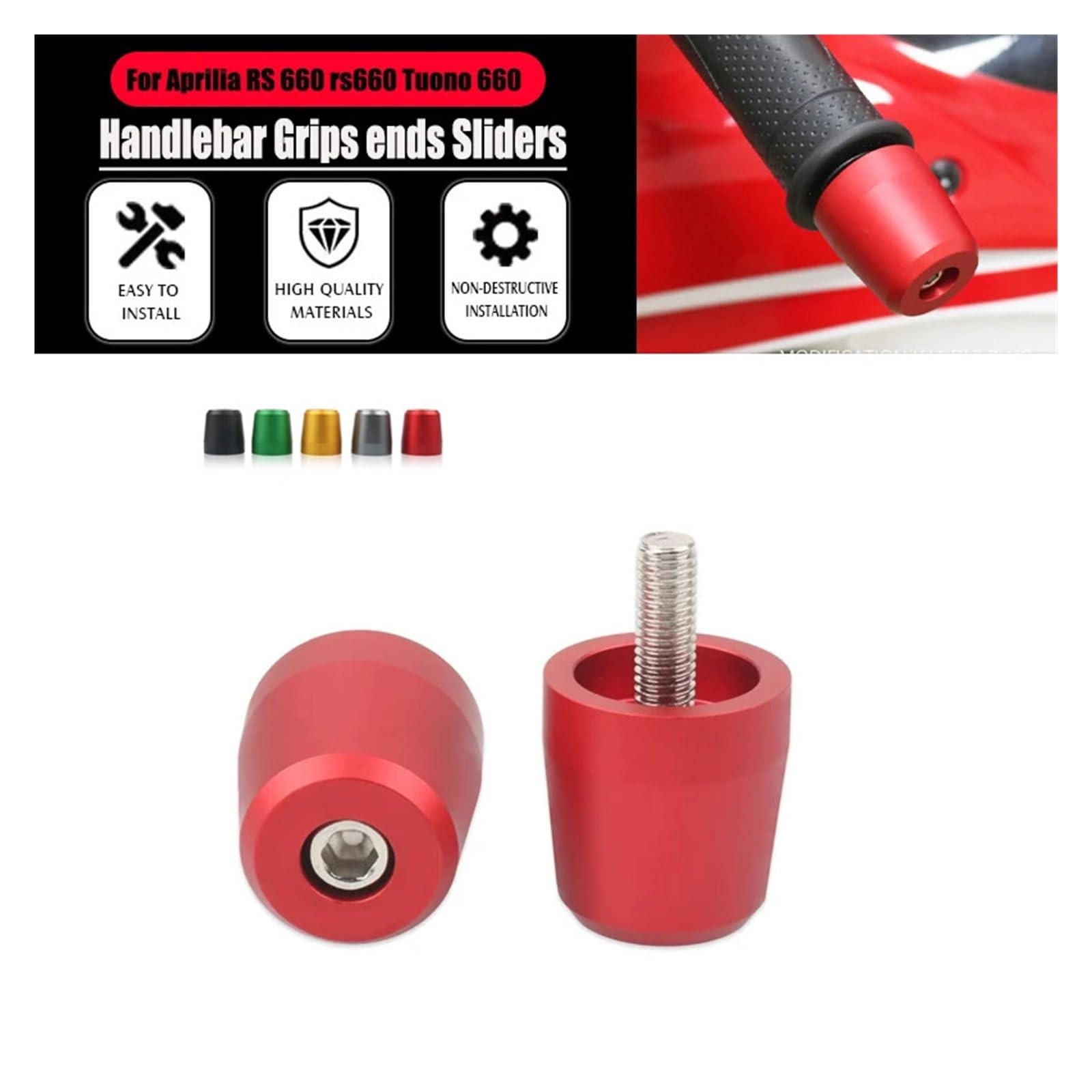 Moto Contrappesi Bilancieri Manubrio Per APR&ILIA RS 660 Rs660 Tuo&no 2020-2023 Manubrio Per Motocicletta, Manopole Per Manubrio, Tappi Terminali, Cursore, Copertura Contrappeso