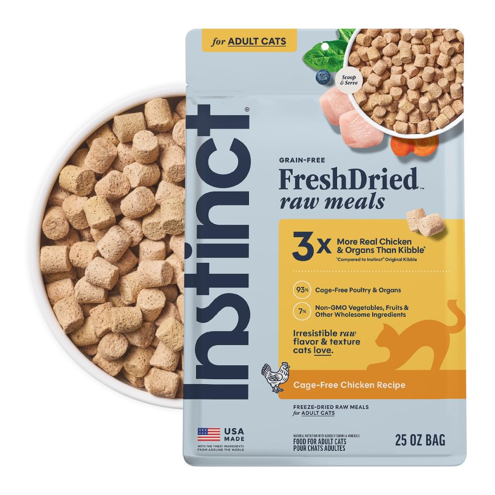 Instinct Raw Meals Freeze-Dried Chicken Cat Food, 25 oz. Bag, Chicken - Cat, 25 Ounce (Pack of 1)