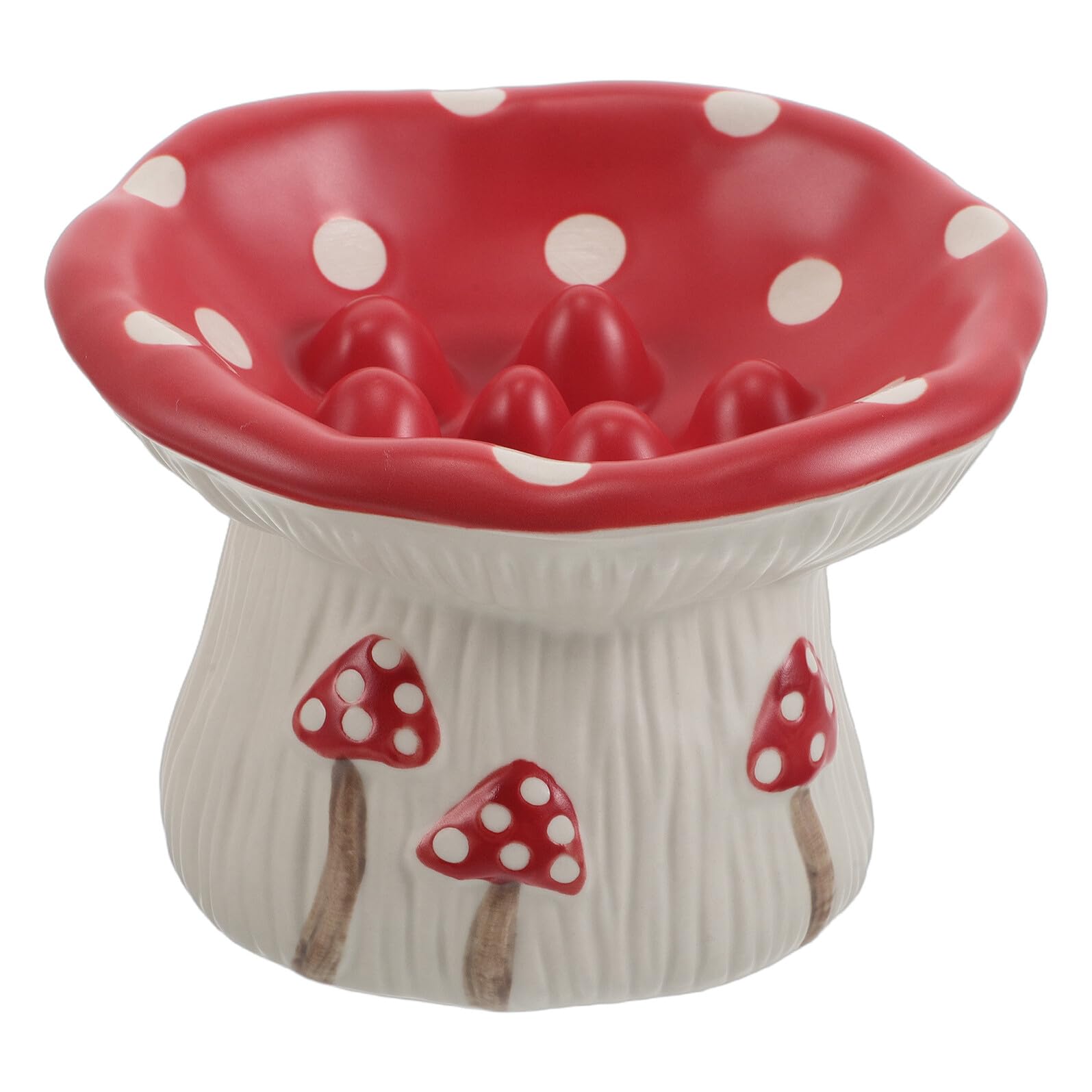 VICASKY Gamelle Surélevée en Céramique Forme de Champignon pour Chats et Petits Chiens, Bol d'alimentation Lente Anti-vomissements, Bol Peu Profond Petite Taille Base Antidérapante