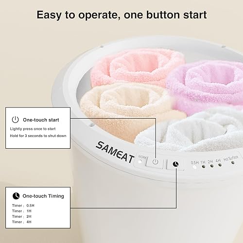 Miniatura 4 de SAMEAT Calentadores de toallas con calefacción para baño, cubo grande para calentador, mango de madera, apagado automático, se adapta a hasta dos