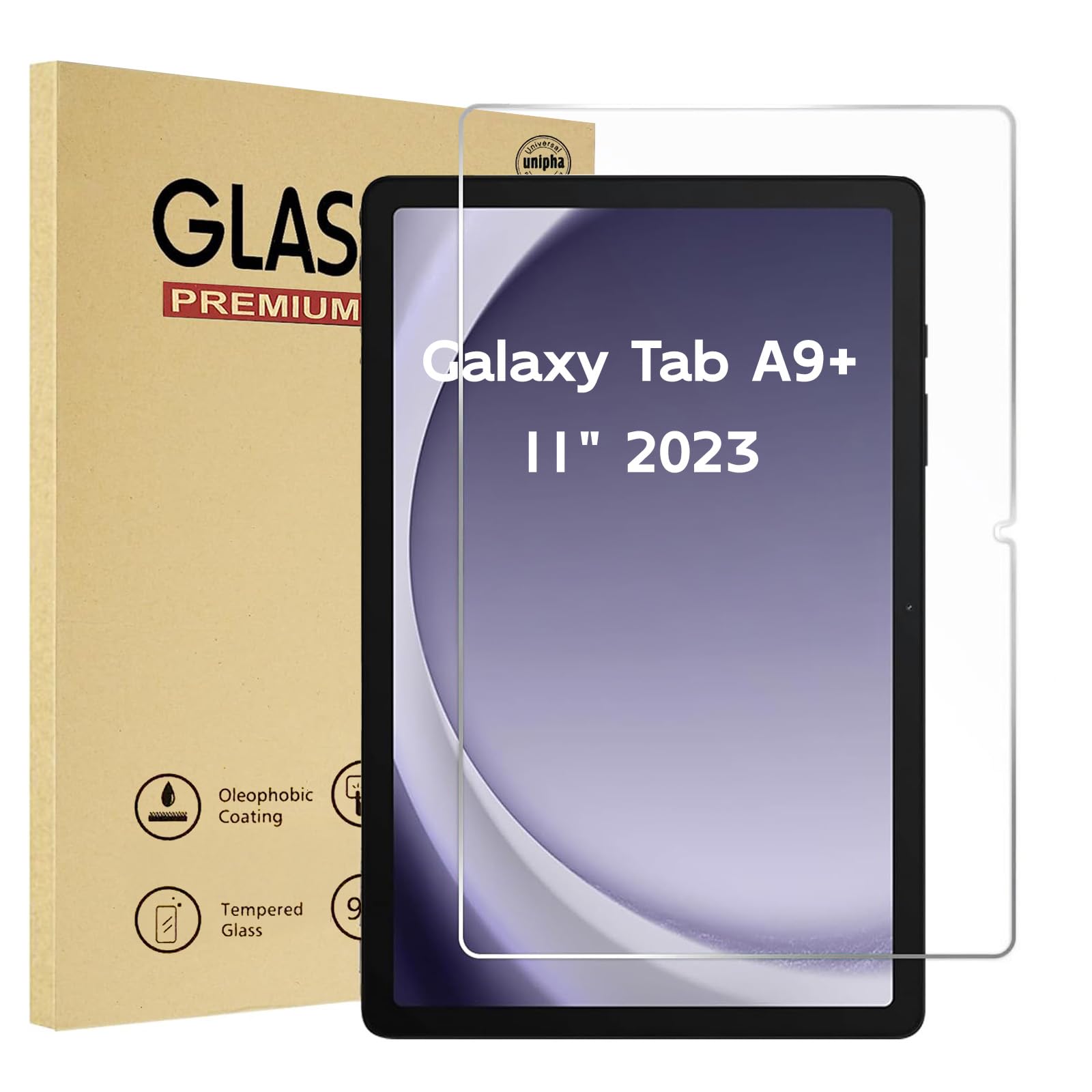 Galaxy Tab A9 Plus フィルム 11インチ 液晶外面保護 強化ガラス 指紋減少 9H硬度 自然吸着 スクリーンプロテクター 適用機種: Galaxy Tab A9+ 2023 (SM-X210/X216/X218) -1枚