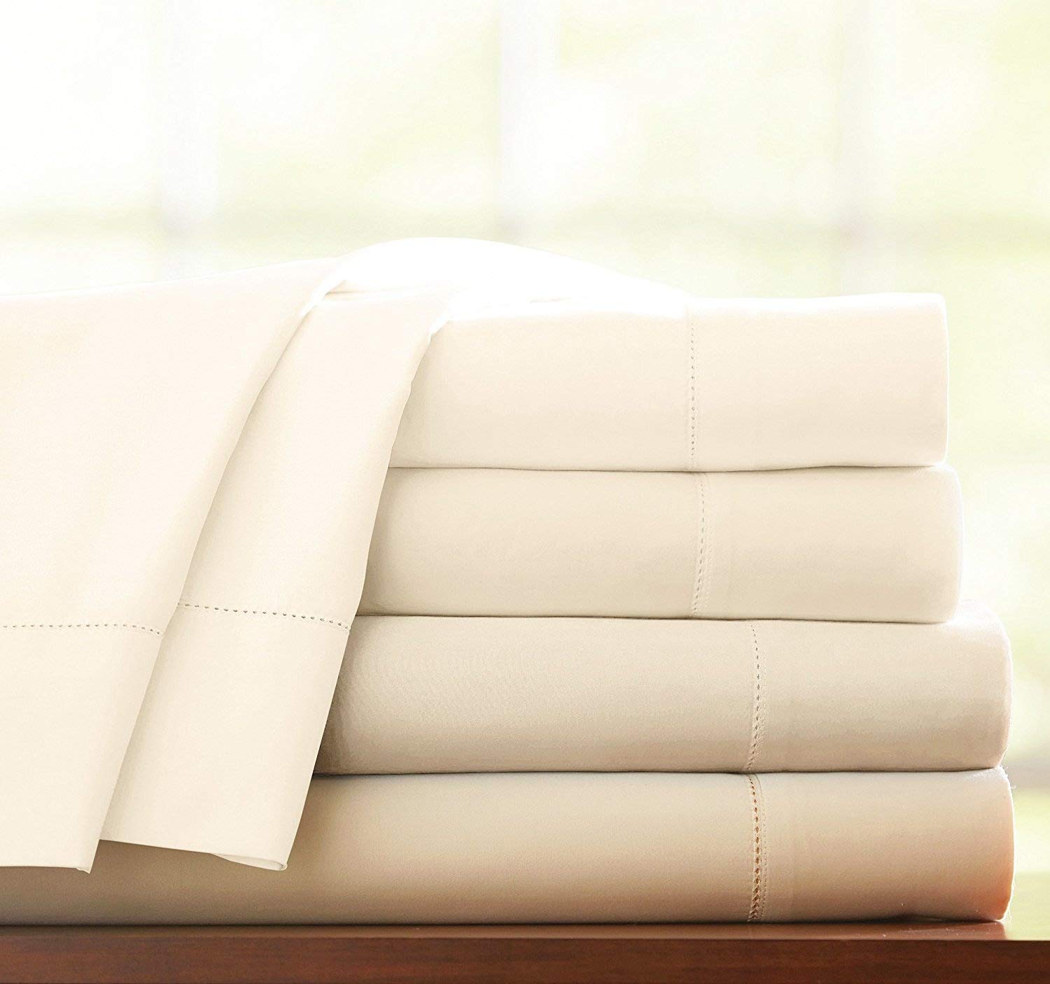 Jasmin Elinor Cream 100% Egyptian Cotton 300 Thread Count Hotel Quality Flat Bed Sheet (Single, )