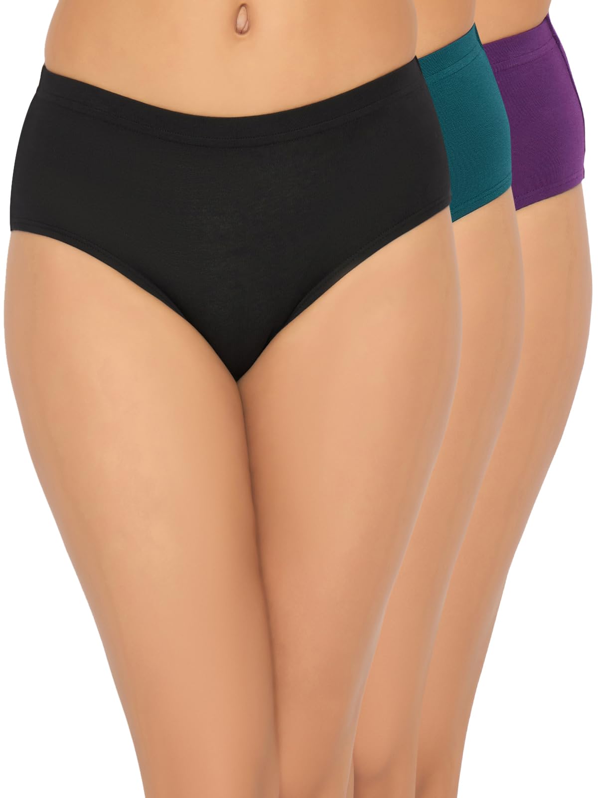 clovia Women's Pack of 3 Cotton High Waist Hipster Panties-picture-34