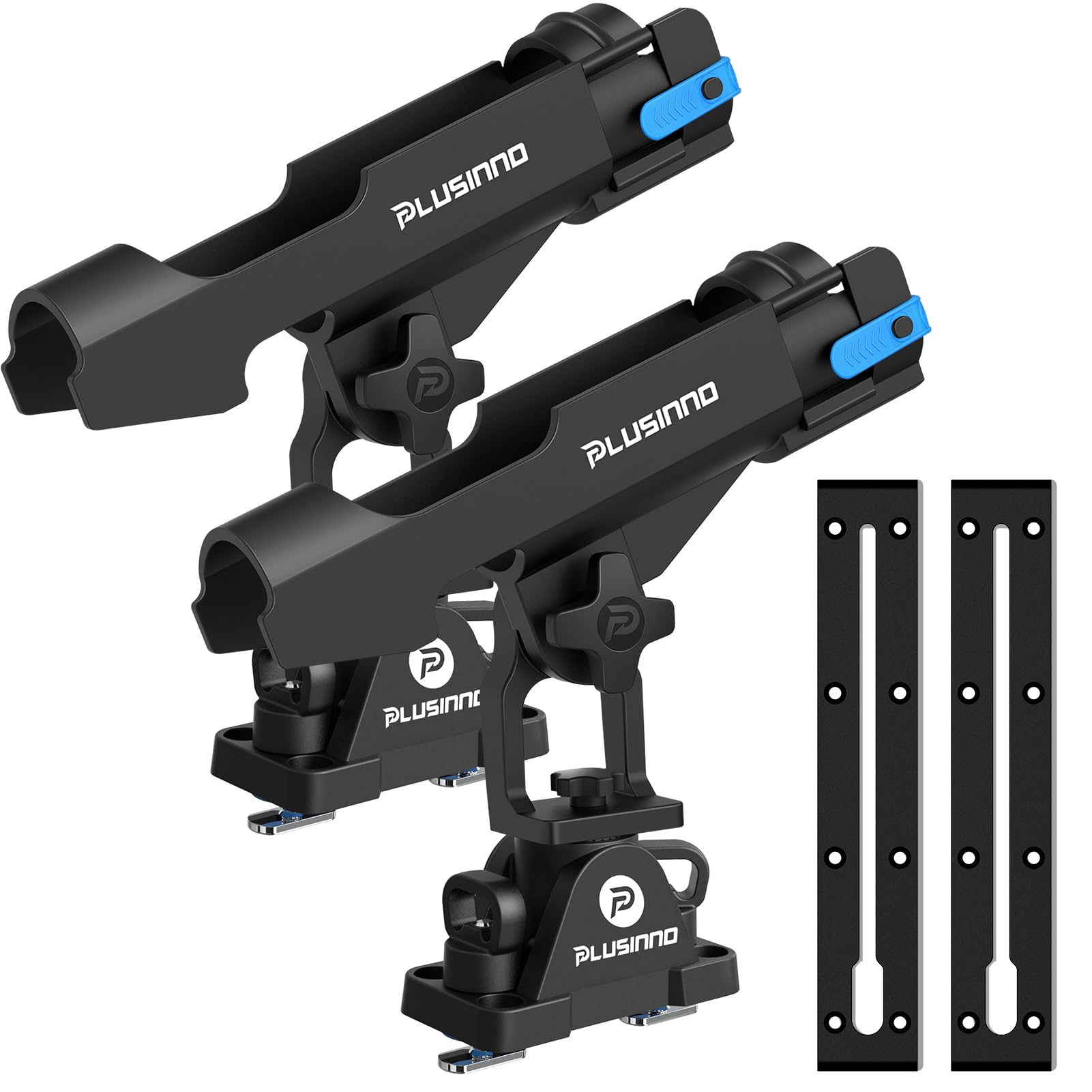 Photo 1 of PLUSINNO Kayak Fishing Rod Holder with Tracks, 2 in 1 Fishing Rod Holders for Boat, Kayak Accessories, Fishing Pole Holders for Track Mount / Deck Mount with Fishing Rod Protective Strap, Kayak Rail