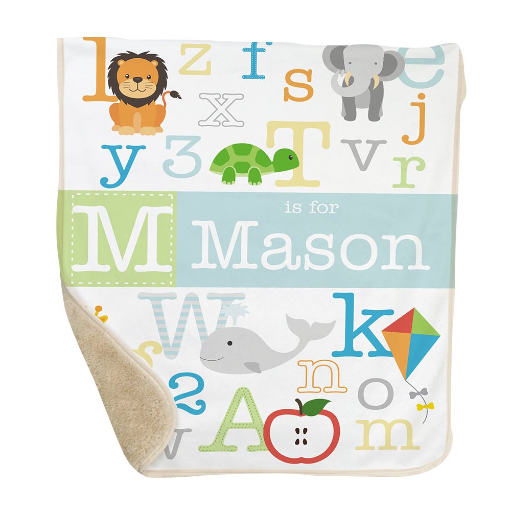 GiftsForYouNow Alphabet Personalized Sherpa Blanket for Baby Boy