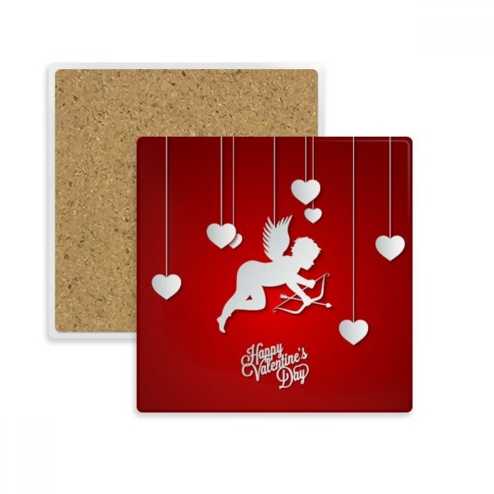 Coaster porte-pierre absorbant et sa tasse carrée ange heureux pour embellir vos pauses café