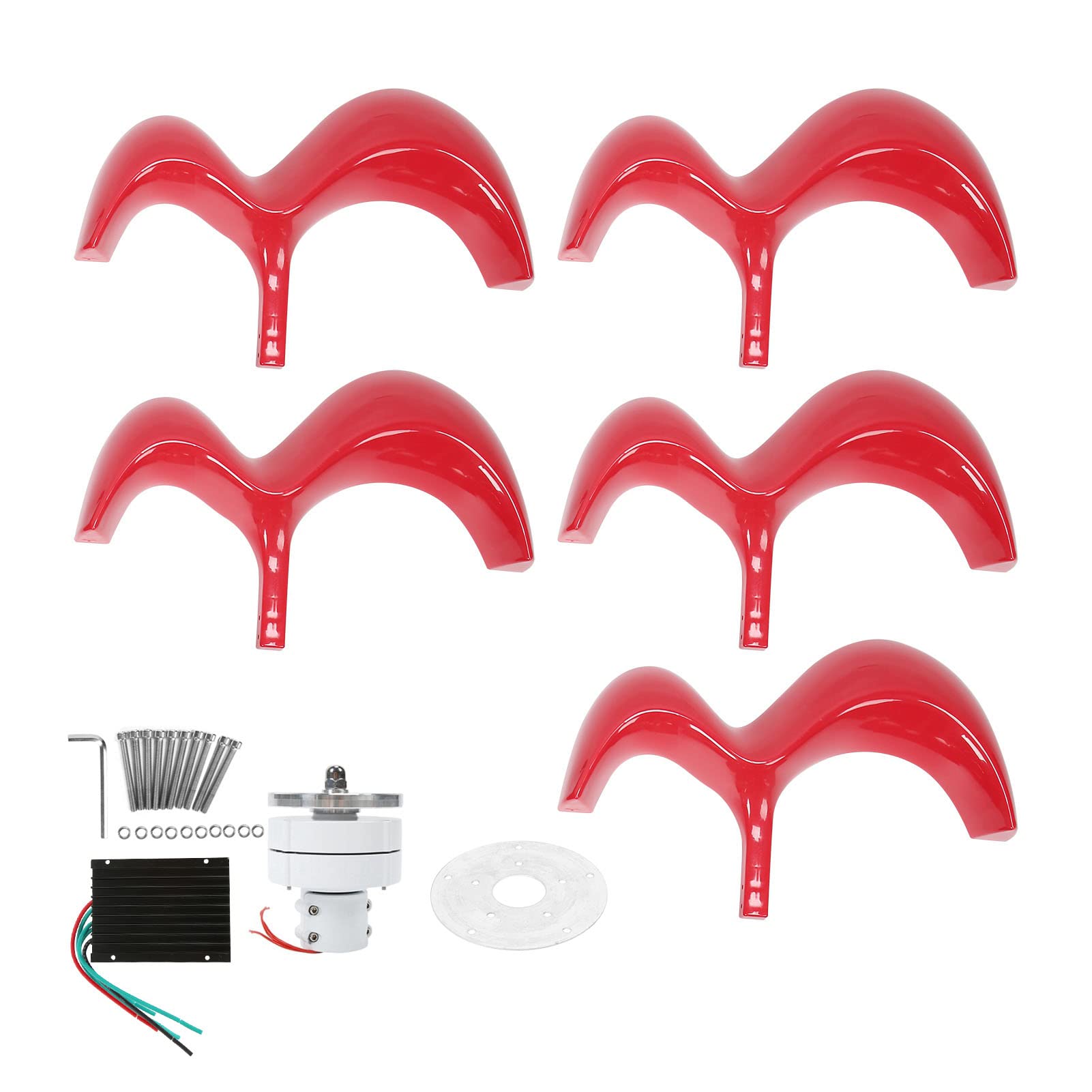 Generatore Eolico 12V 24V Kit Generatore di Energia Eolica Ad Asse Verticale Durevole a Forma di Zucca Rossa per Uso Esterno (100W)