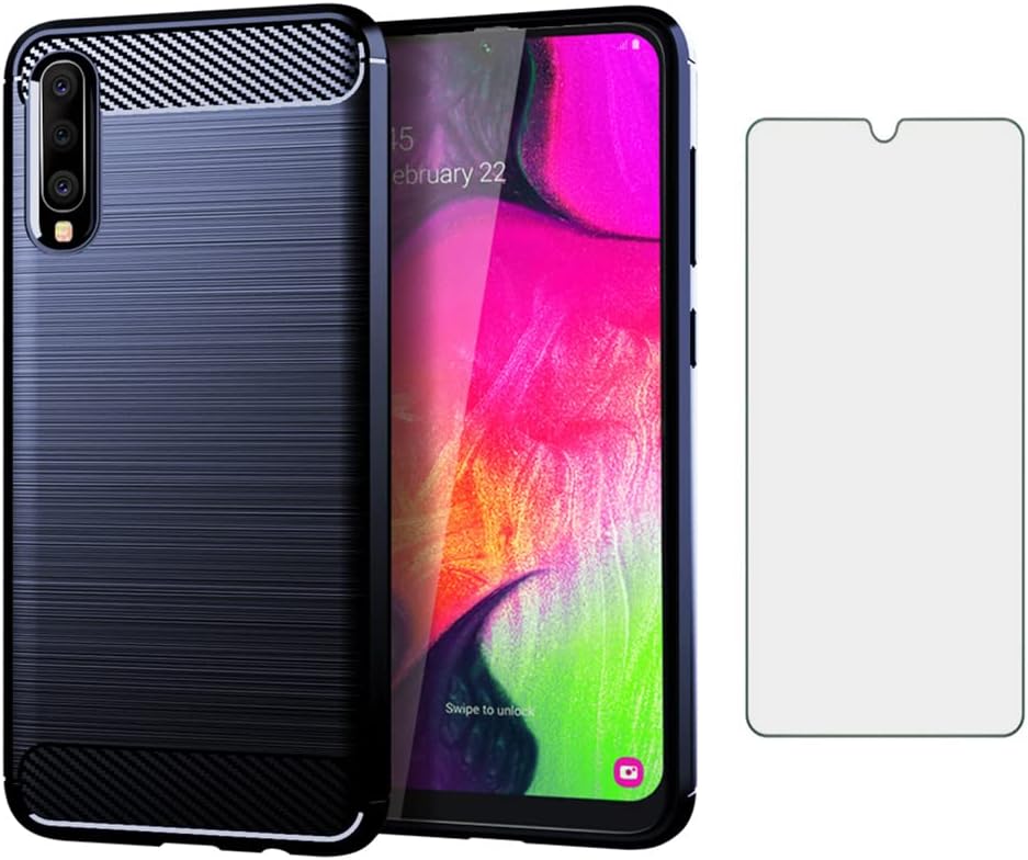 Asuwish Funda protectora de silicona para Samsung Galaxy A70 con protector de pantalla de vidrio templado y accesorios de celda, protector de