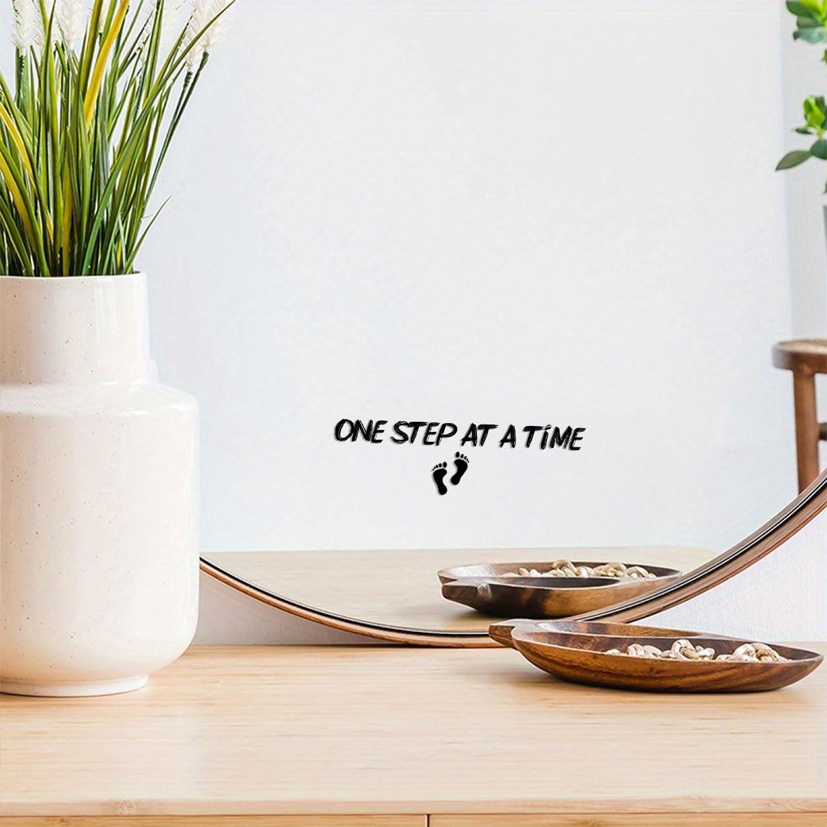 Naklejka "One Step at A Time", inspirujący cytat, UV, DTF, winylowa kalkomania, wodoodporna, na bagaż, laptop, lustro, okno samochodu, pozytywna zachęta, prezent dla nastolatków, przyjaciół, 10 x 2,5