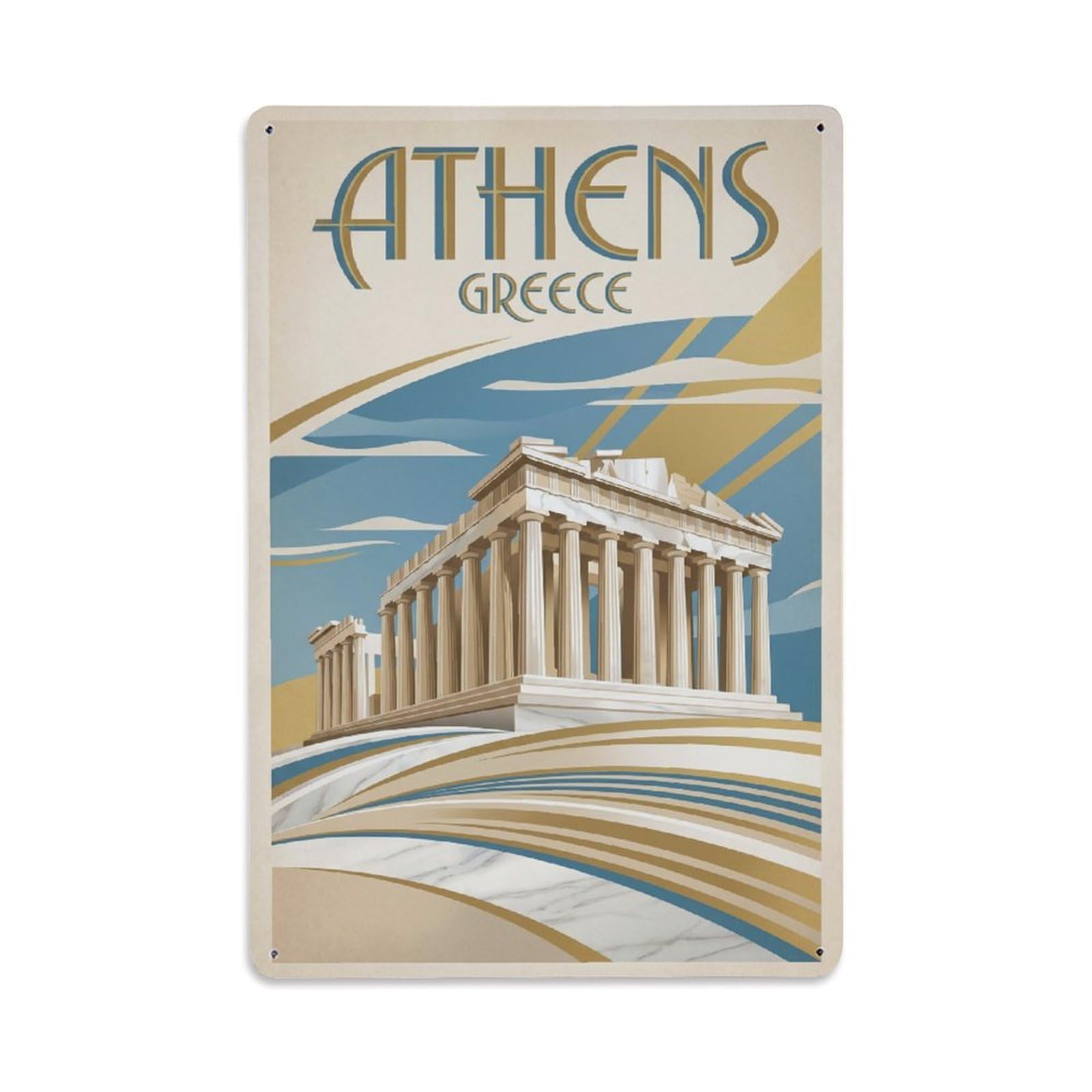 Vintage Travel Greece Athens Metal Tin Sign