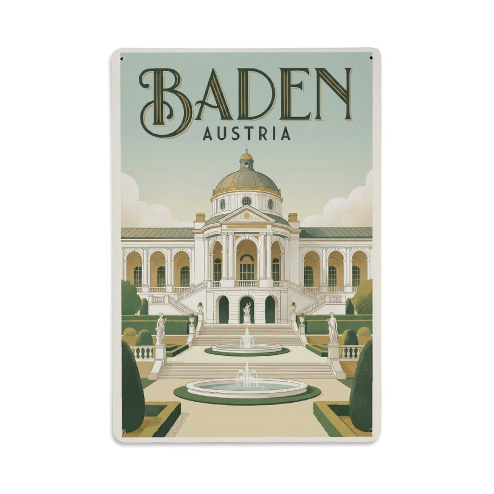 Austria Baden Travel Metal Tin Sign Plaque Wall Decor for Cafe, Club Bar, Office, Garden Metal Poster 8x12Inch