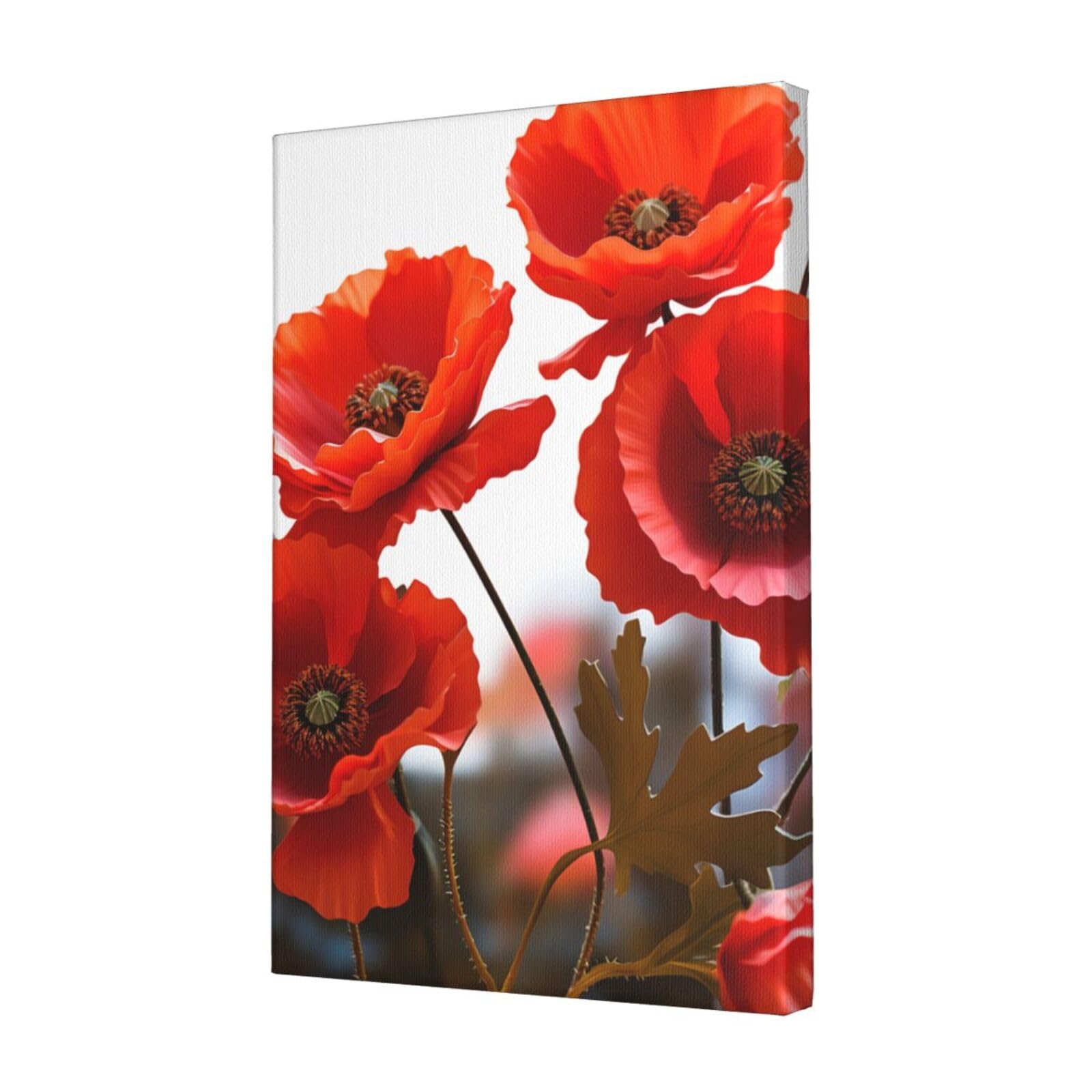 KLOPH Poppy Flowers Vivid Petals Canvas Wall Art for Living Room 12"x18" Modern Artwork Painting for Bathroom Hanging Canvas Prints Aesthetic Wallart for Bedroom Kitchen Office Wall Decor