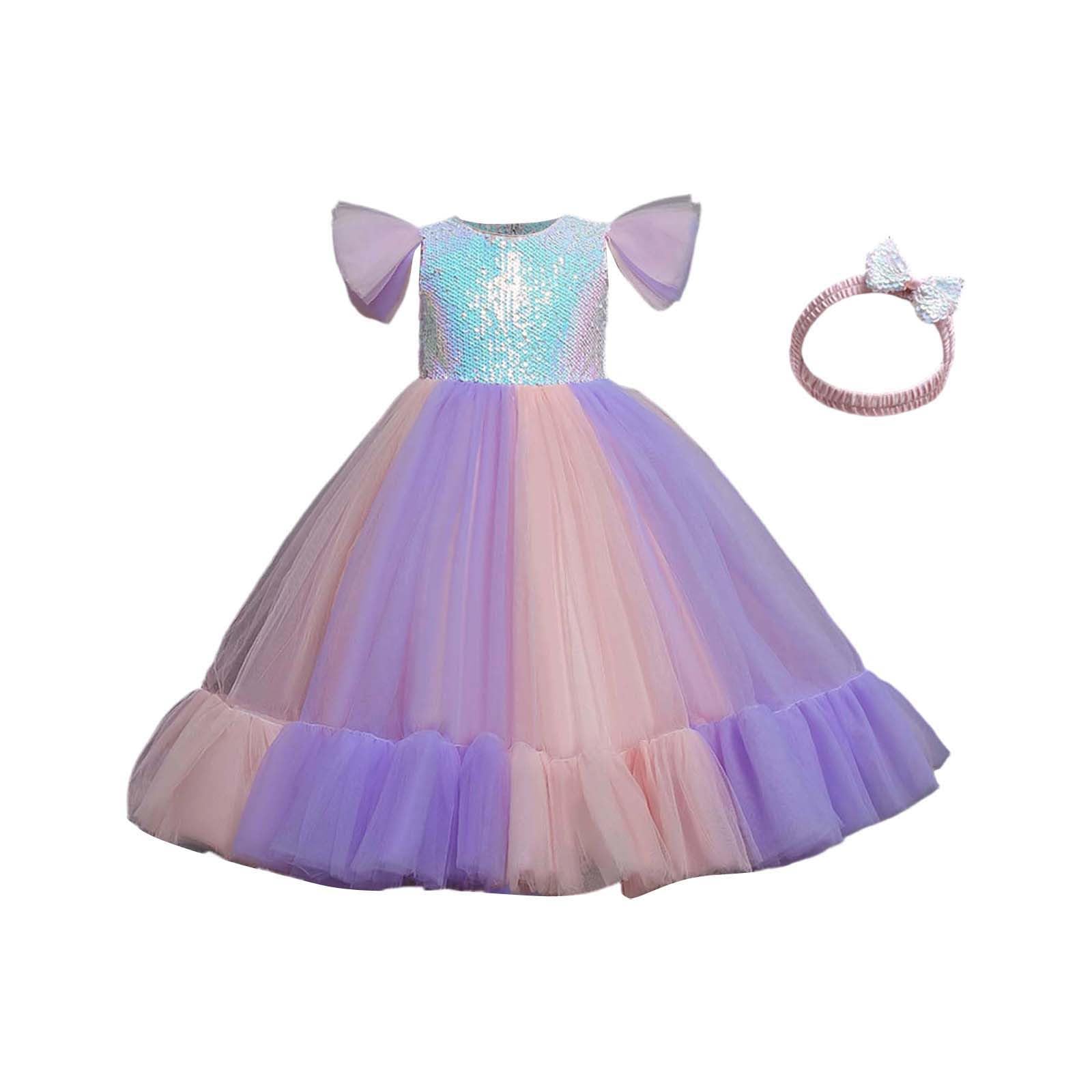 Generico Gonna Tulle Bambina Tutu Ballerina Bambina Gonna Regalo per lei Abito da Festa con Fascia Glitterata E Cerchietto, Maniche A Sbuffo E Tutu per Occasioni Eleganti