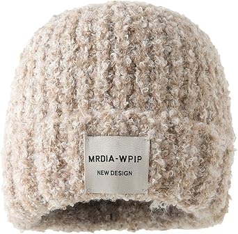 Pocadri Unisex Winter Chunky Knitted Beanies Soft Warm Cuffed Hat Slouchy Skull Snow Cap Ear Protection