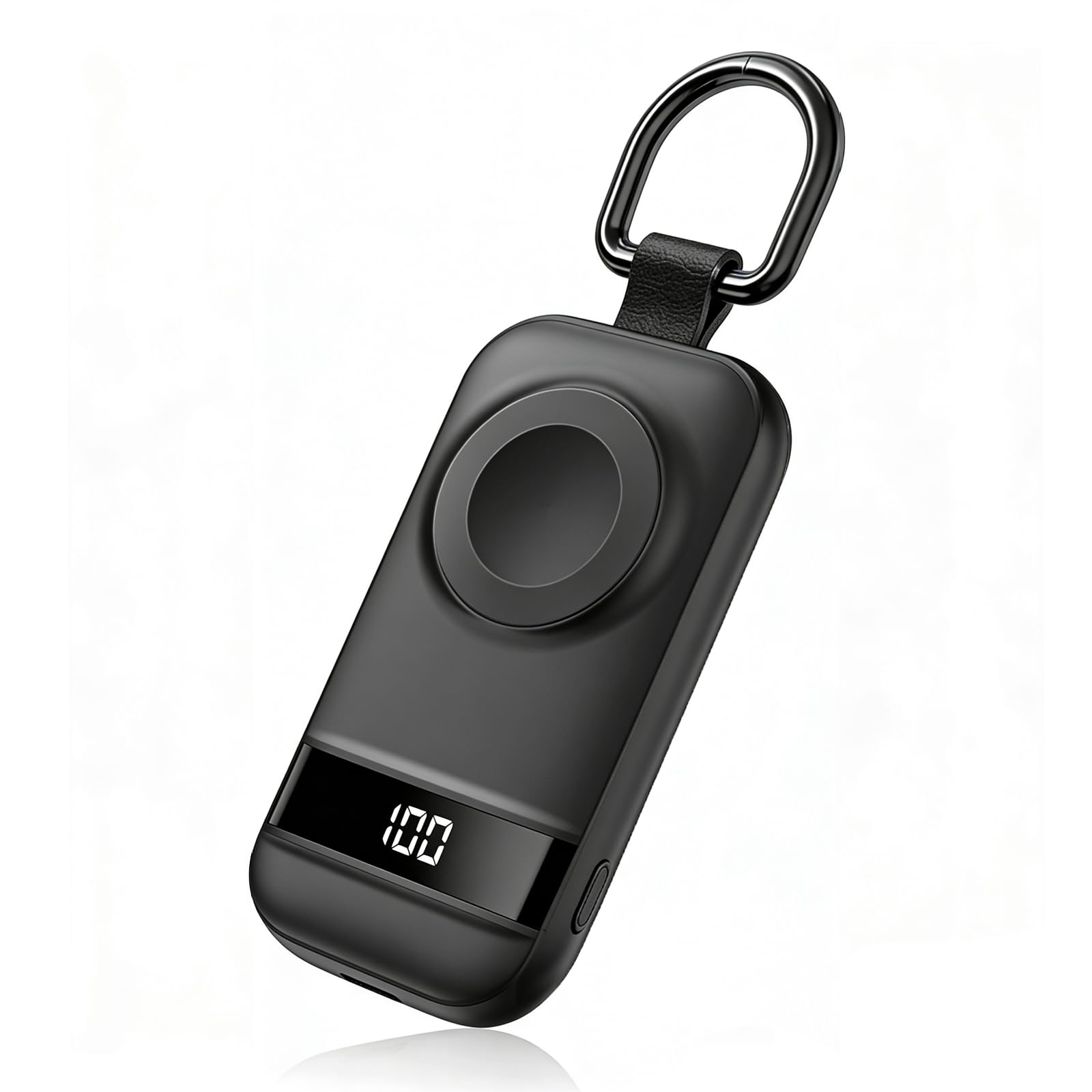 Caricabatterie portatile per Apple Watch, 2500 mAh e schermo digitale, caricabatterie magnetico a ricarica rapida per viaggi e portachiavi, funziona con Apple Watch Series (nero)