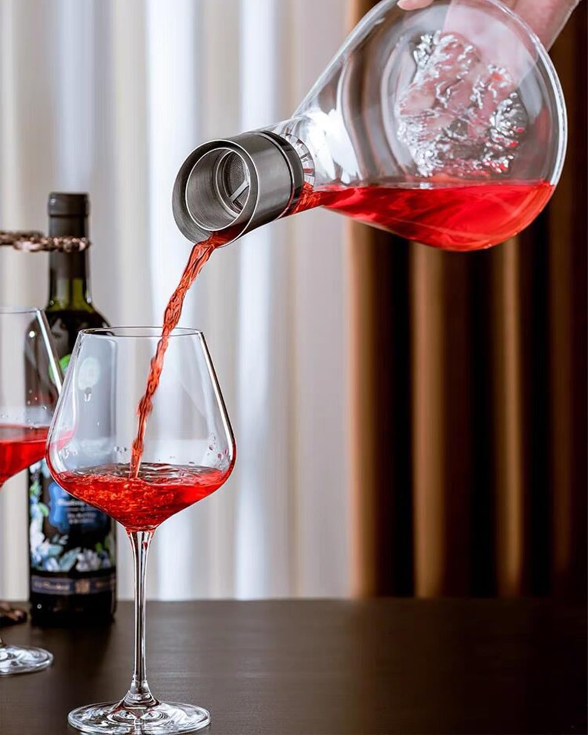 CookoWein Dekanter Belüfter und Karaffe mit Ausgießer Deckel, Mundgeblasenes Kristall Dekantierer, Luxus Wein Zubehör für Geschenk (1200 ml)