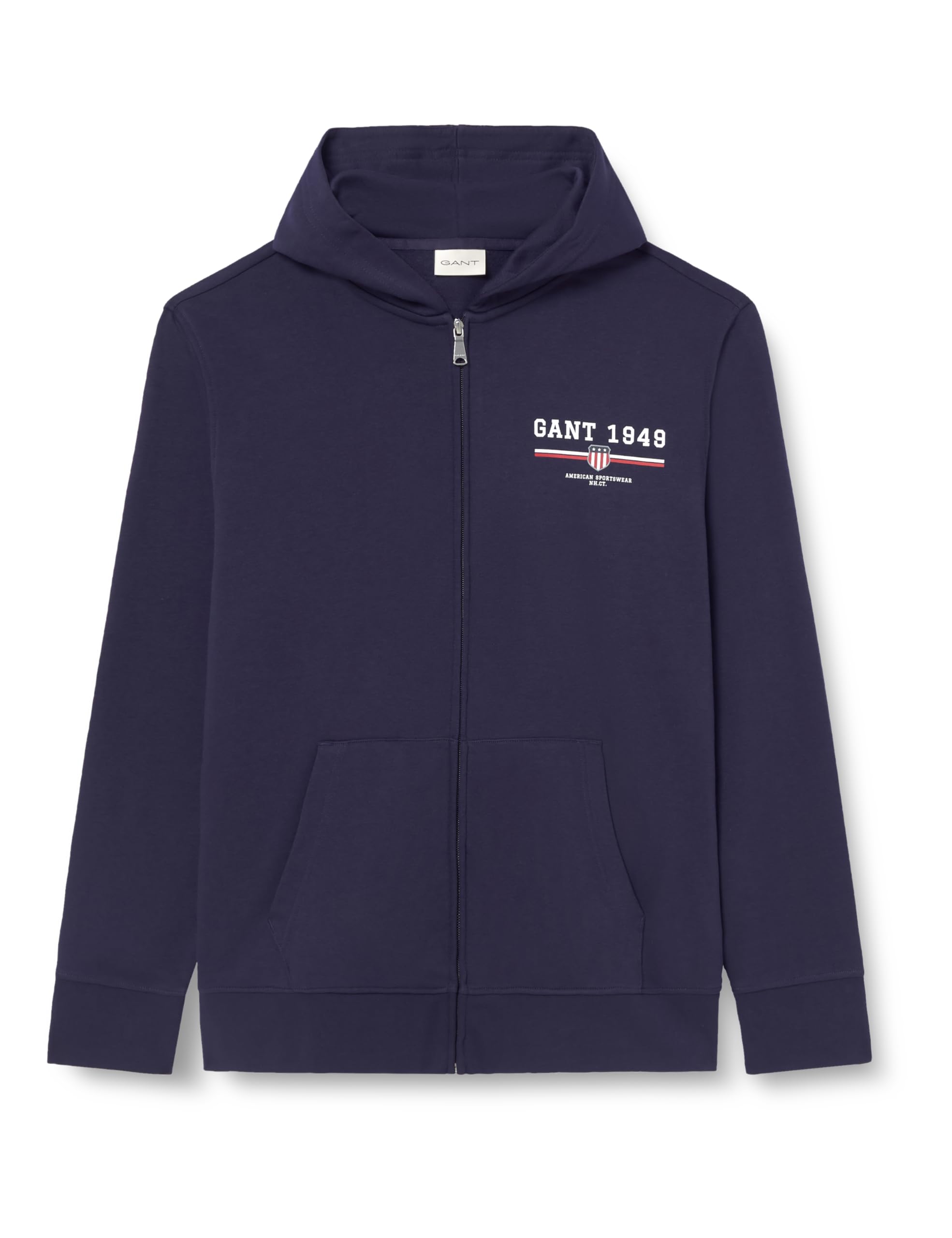 Gant Men's Evening Blue Graphic Full Zip Hoodie, Xl