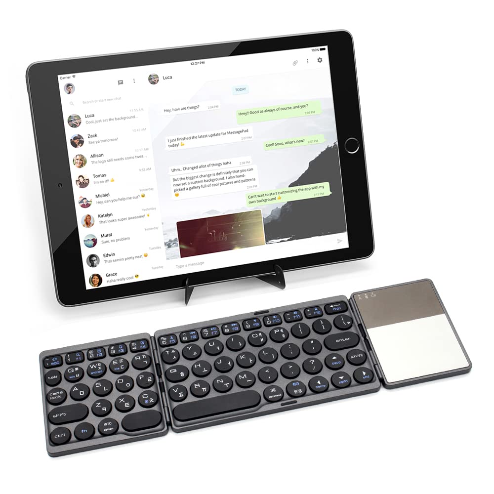 HDWR typerCLAW-BS120 Tastiera pieghevole Bluetooth con touchpad | Tastiera da viaggio per tablet, smartphone, laptop e PC, compatta, silenziosa