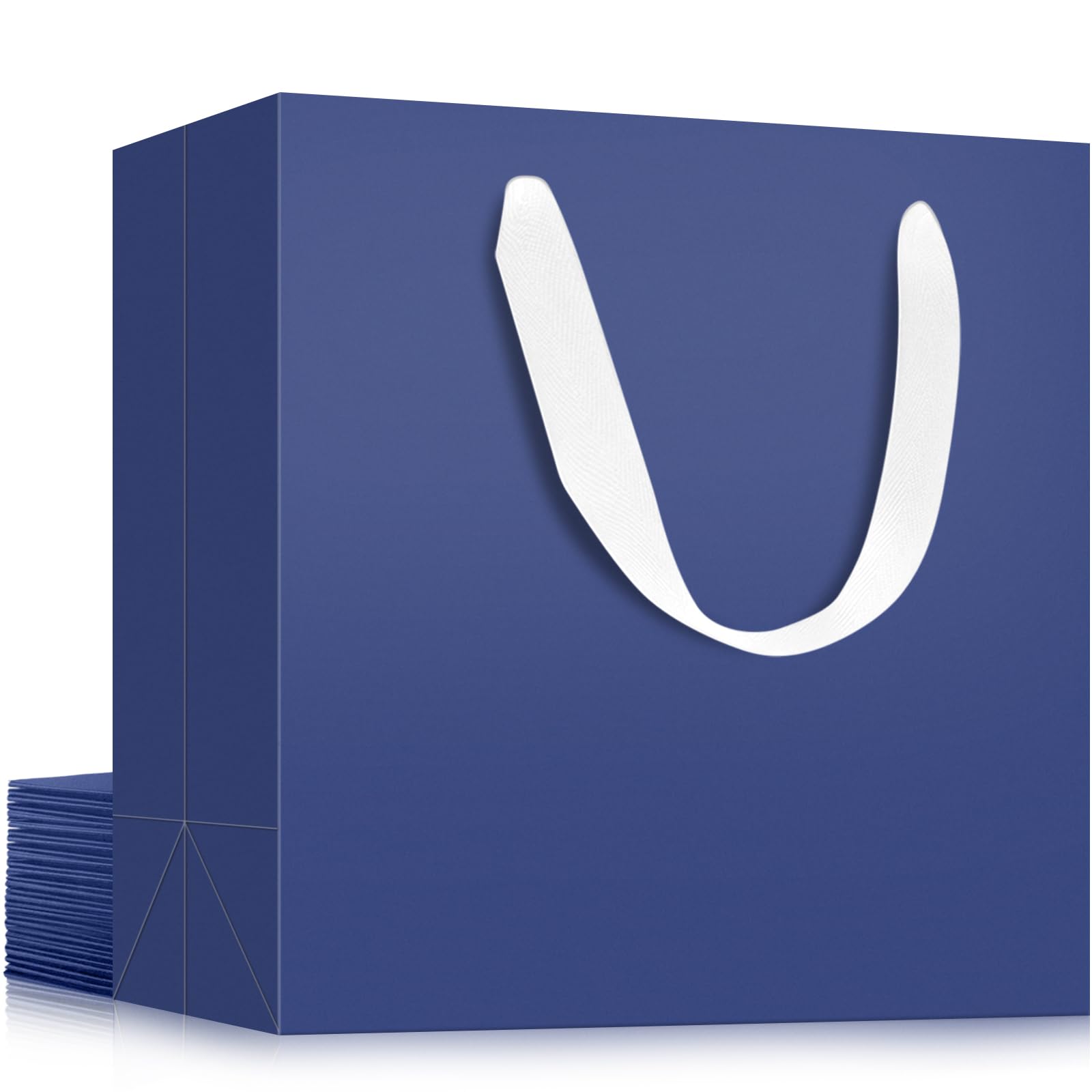 EUSOAR Blue Gift Bags Bulk, 12 pack 12.5"x4.5"x11" Kraft Paper Shopping Bags with Handles Bulk, Retail Gift Wrapping Bags for Business, Craft Grocery, Boutique, Retail, Party Favor, Wedding