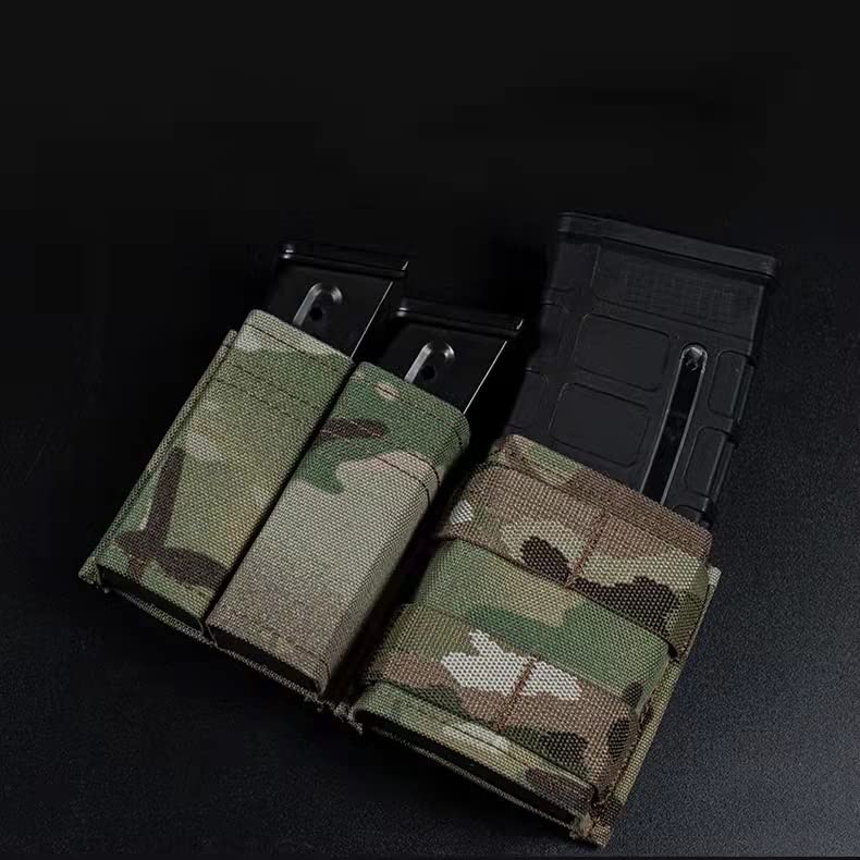 Tactical Airsoft 5.56 9mm 1+2 Side Triple Magazine Pouch Fast Draw MOLLE Mag Pouch Camouflage Vest Molle Ammo Pouch Bags(MG-F-06-RG) - Image 3