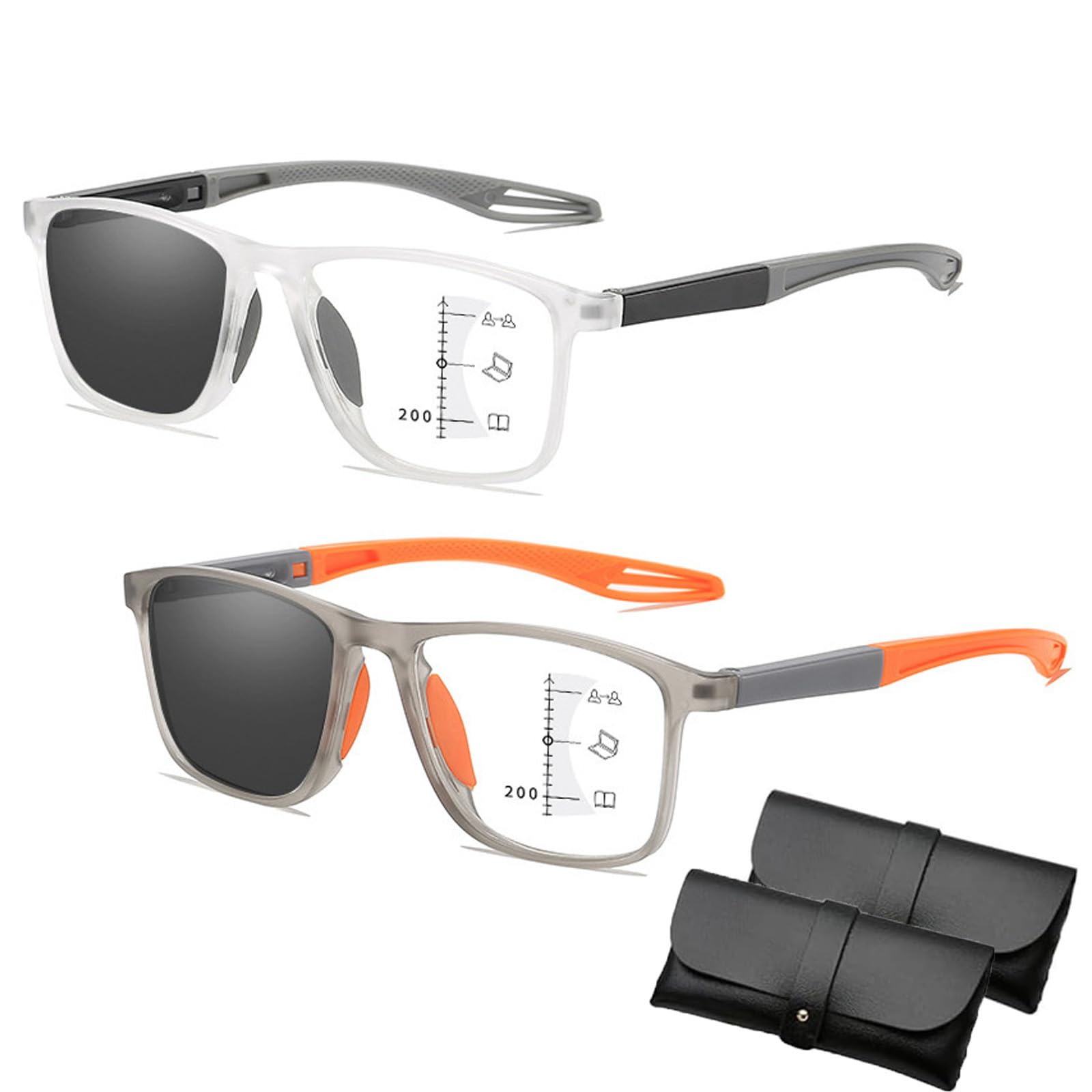 Pukmqu Chromoscope. Reading Glasses, Sport Intelligent Photochromic Progressive Bifocal Presbyopia Glasses, Chromoscope Glasses (2pcs-c,+2.00)