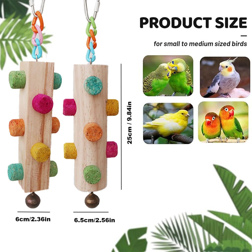 Wood Parrot Chew Toys,2 pcs Bird Cork Toys for Small Medium Large Birds Parrot,Woodpecker Feeding Toy for Macaws, Parakeets, Conures, Budgies, Finches Conure Cockatiel, Cockatoos etc - image 4