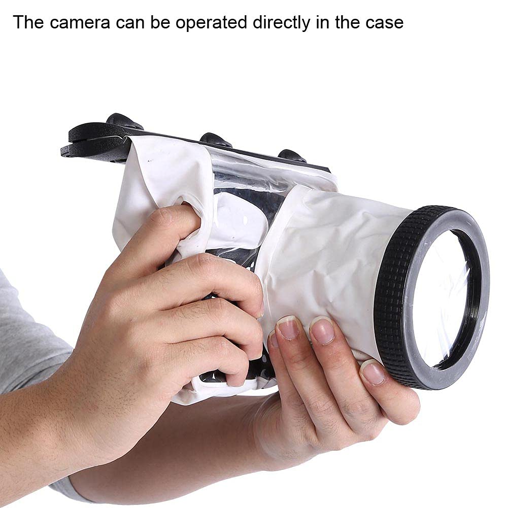 Sxhlseller Bolso Impermeable de la Carcasa de la Cámara, Bolso Seco Universal del Estuche de Dving Submarino para Cámaras DSLR(Blanco)