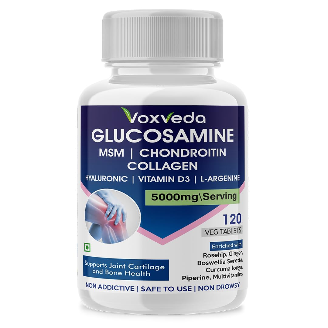 Glucosamine Tablets - 120 Veg Tablets | Glucosamine Tablets for Joint | Glucosamine Chondroitin MSM - Joint Support Supplement with Vitamins