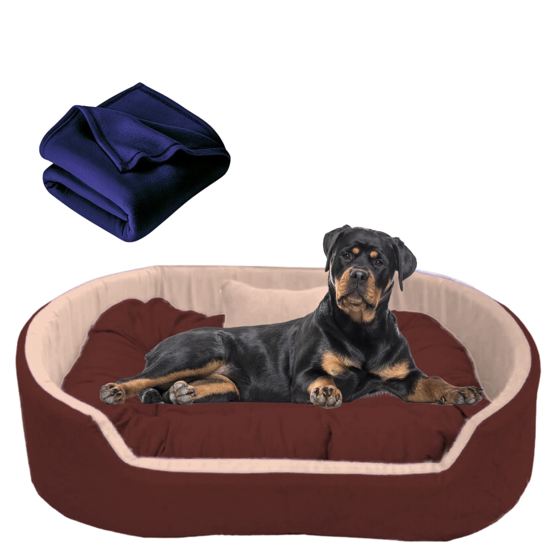 DRILLY Bed Washable Soft Reversible Dog Bed with Blanket for Small | Medium | Large | Extra Large | XXL | 3XL | 4XL Size Dogs | Cats | Puppy | pet | Rabbit |Cushion Pillow (L)