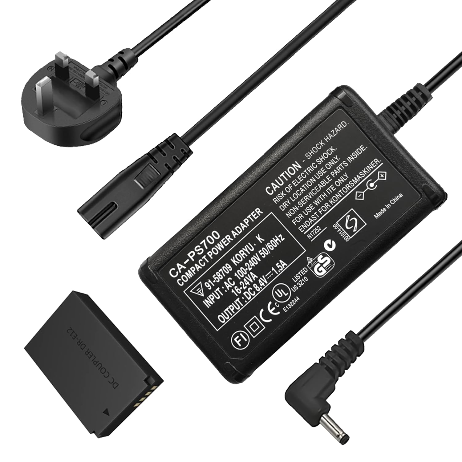 KWTOULACK-E12 AC Power Adapter and DR-E12 DC Coupler Charger Replacement Kit for Canon EOS M, M2, M10, M50, M100 Mirrorless Digital Cameras