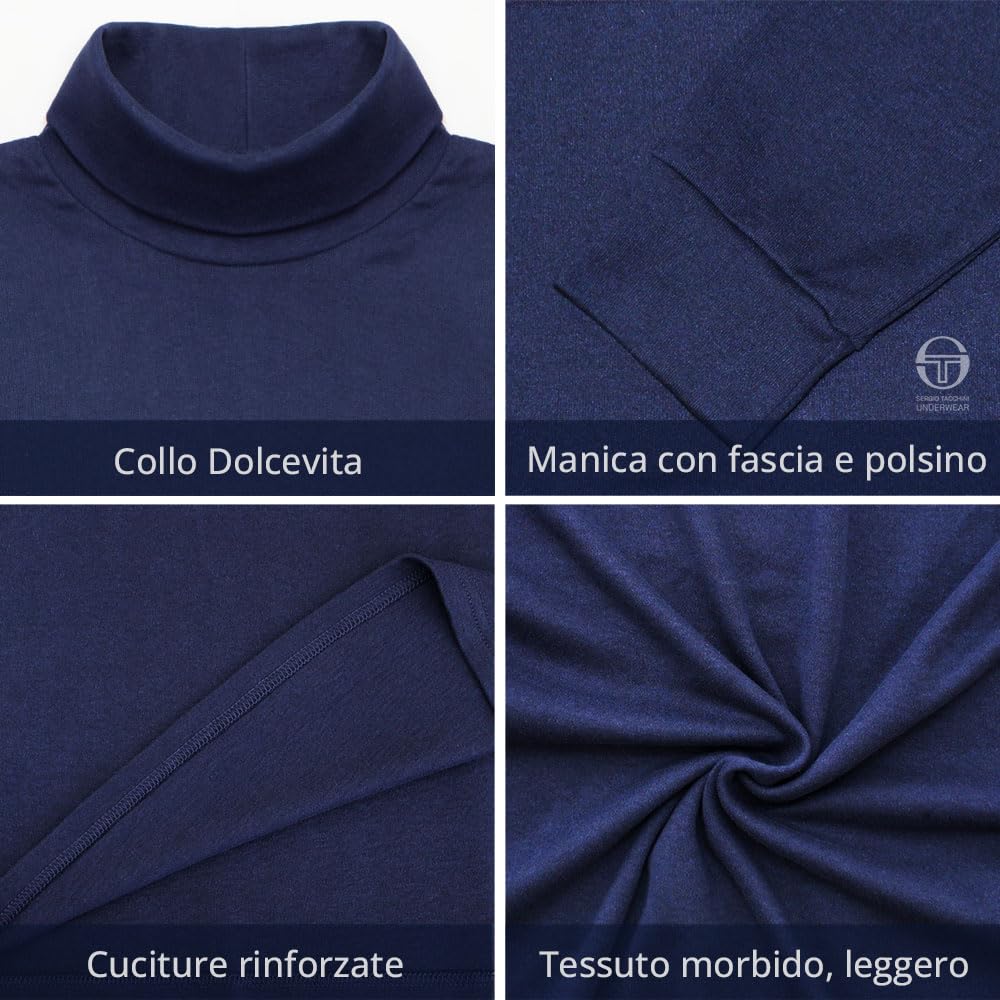 Sergio Tacchini Maglia Uomo Dolcevita Collo Alto Caldo Cotone Limited Edition