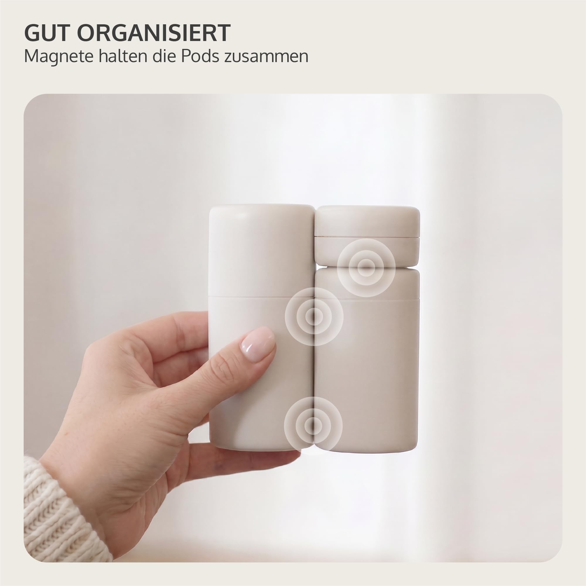 Travelpods 7 Auslaufsichere Kosmetik Reise Behälter Magnet Behälter Spülmaschinenfest Hartschalen Reisespender BPA-Frei Reiseflaschen 55ml 30ml 10ml Sandstone