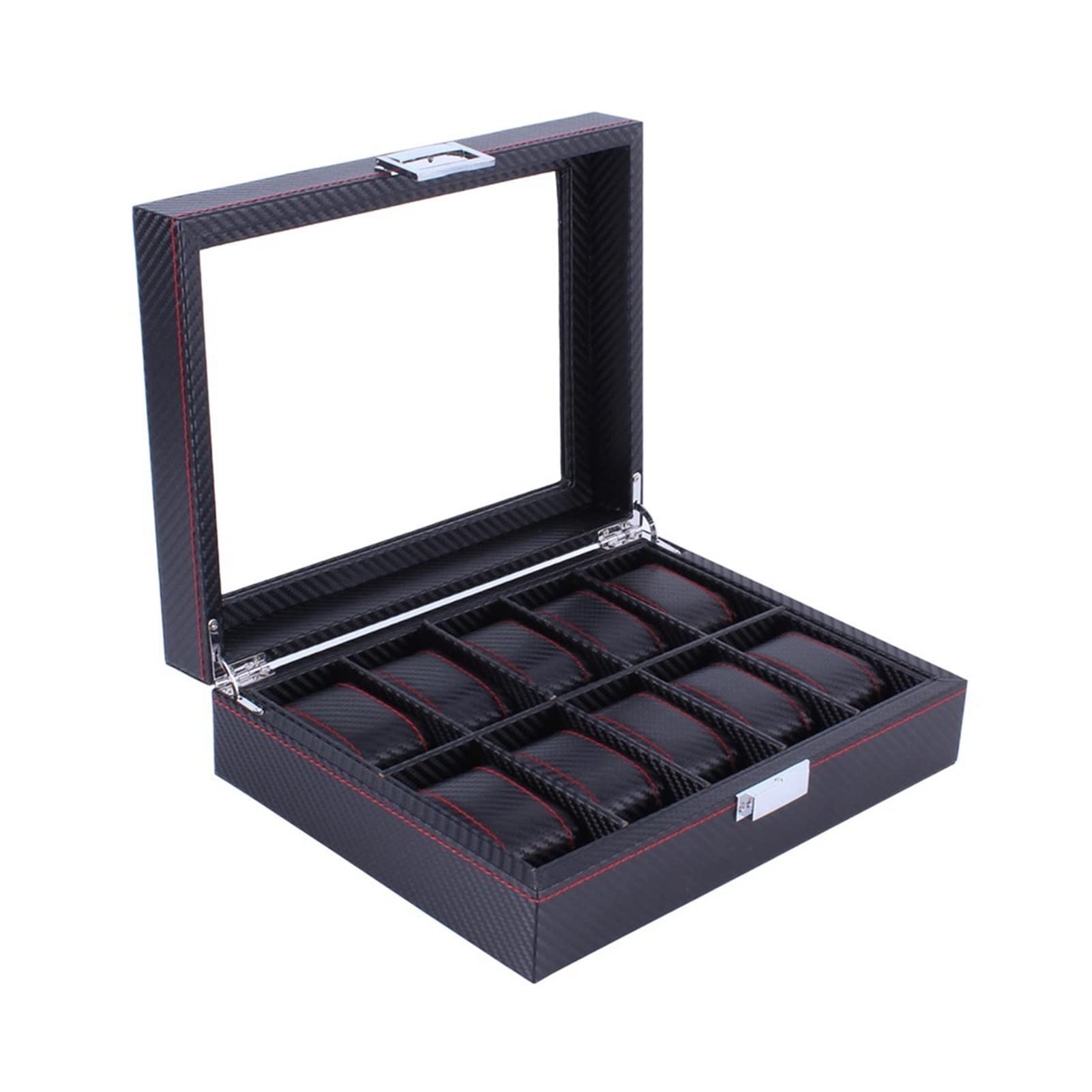 DFHEsdfD Watch boxes, Portable PU Leather 10 Grids Watch Box Display Case Storage Organizer Holder Exquisite and Durable